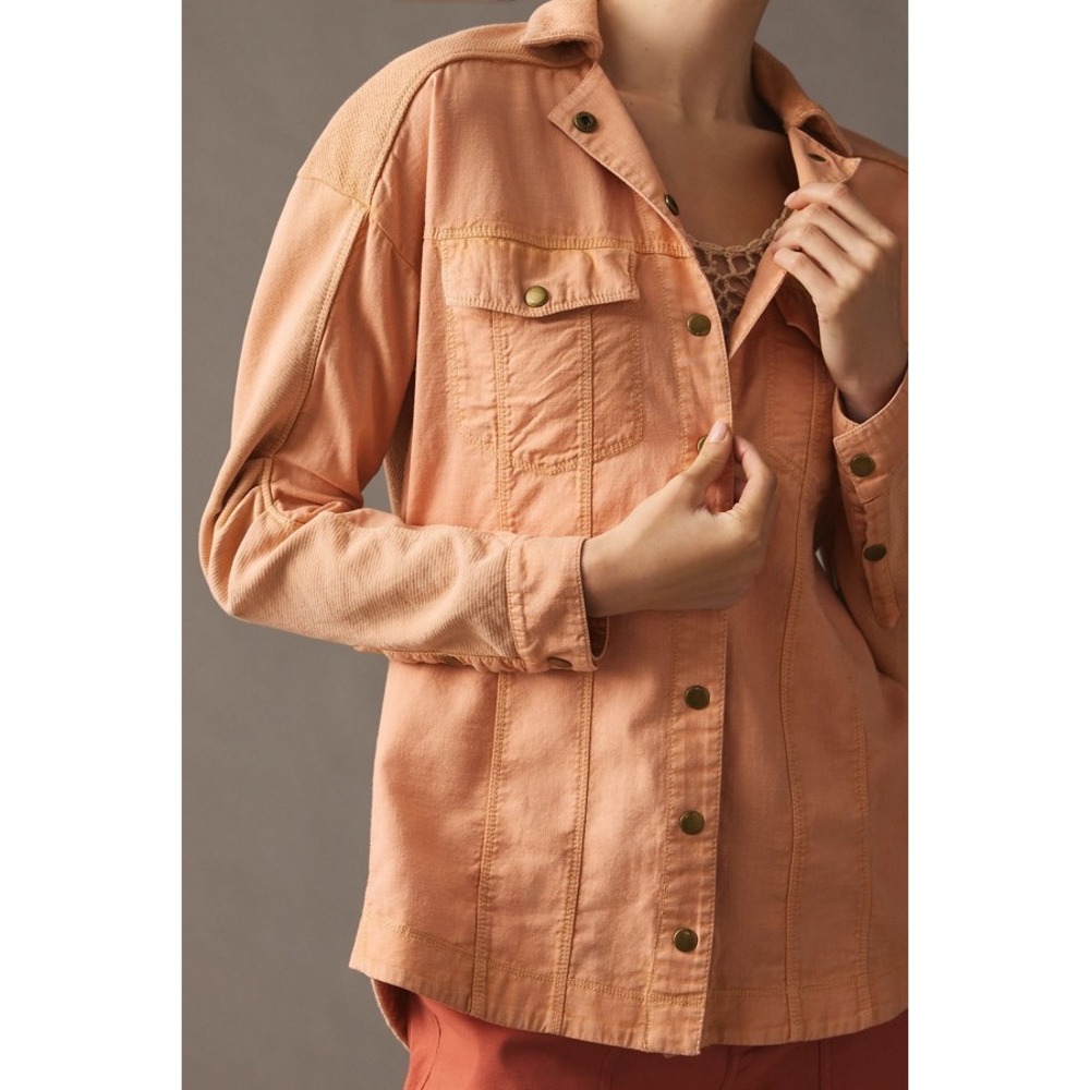 Anthropologie Pilcro Utility Snap Front Shirt Jacket in Peach Size Small